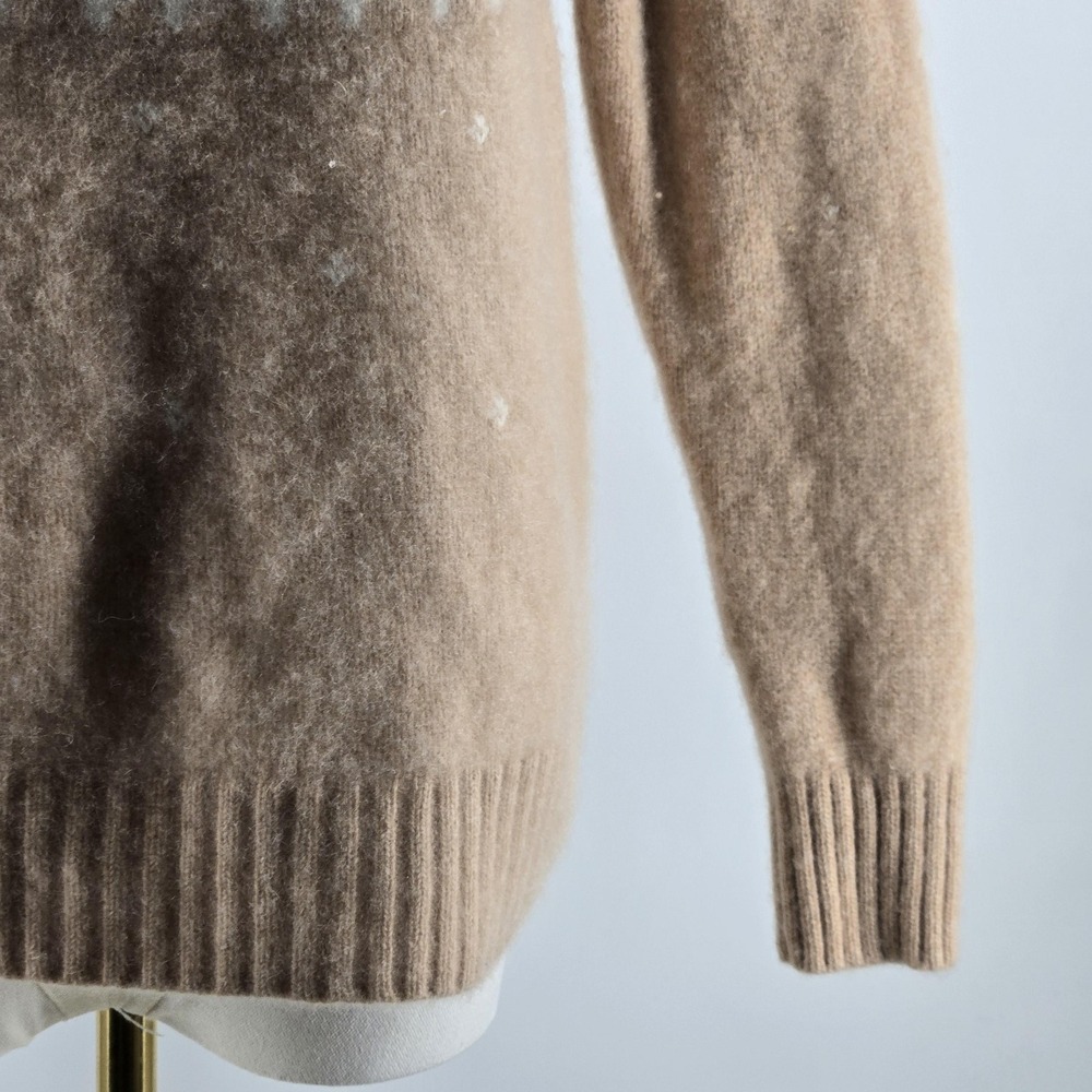 Antonio Melani Sweater Pullover Womens M Beige 100%Cashmere Turtleneck Fair Isle - Picture 4 of 11
